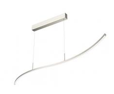 Evotec Swing LED Pendelleuchte 1-flammig / 2700K / 21W / 1595 Lumen/Dimmbar per Fernbedienung, Aluminium, 21 W, nickelfarben, PL