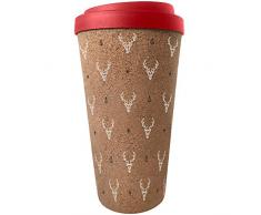 Ambition 62259 Coffee Becher mit Kork Cork 450 ml Rentiere Reisebecher Thermobecher Isolierbecher Kaffeebecher to go, Kunststoff