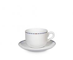 H&H 826092 Espressotasse Astrid 6-er Set aus Porzellan mit Unterteller, dekoriert, 180 ccm