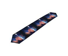Doppelseitig Vierte von Juli Amerikanische Flagge Independence Memorial Day Patriotische Freiheit Polyester Tischläufer & Bettläufer 33 cm W x 177,8 cm L/33 cm W x 228,6 cm L Party Hotel Esstisch Top Dekoration, Polyester, Multi3, 13 x 70