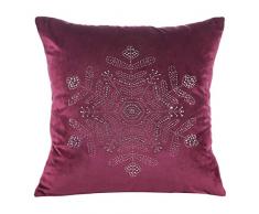 Eurofirany Kissenbezüge Kissenhüllen Velvet Samt Couchkissenbezüge Sofakissenbezüge Weihnachten Steinchen Christmas Schneeflocken Dekorationskissen Doppelpack 2er Set Kopfkissenbezüge Dekokissen