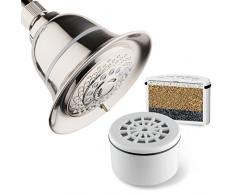 Hotel Spa 1152 AquaCare Duschkopf, 12,7 cm Gesicht, 6 Einstellungen, mit 3-stufiger Filterpatrone innen, gebürstetes Nickel-Finish