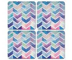 Caribou Untersetzer CB-SQNC-SBCST0002-4-A4636, Aquarell Pastell Chevron Design, saugfähig, quadratisch, Stoff Filz Neopren Untersetzer für Getränke, 4er-Set