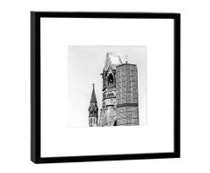 COGNOSCO Fotografie im Holzrahmen: Gedächtniskirche Fotodruck-Format 27 x 27 cm-Rahmenfarbe schwarz-Hochwertiges Wandbild, Geschenkidee oder Souvenir aus Berlin, Holz, Weiß, Rahmen