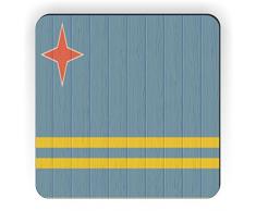 Rikki Knight Aruba Flagge auf Distressed Holz Design Quadratisch Kühlschrank Magnet