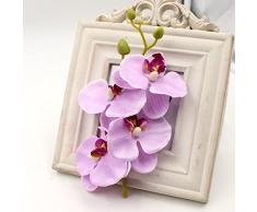 YYU DIY Künstliche Blumen Rosen 5 Strauß (Ein Strauß = 20 Stück) Handgefertigt Blume Schmetterling Blumenstrauß Hochzeit Home Dekoration DIY Kranz, Cymbidium Orchidee, Kunstpflanze Hellviolett