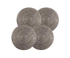 SARO LIFESTYLE Natural Water Hyacinth Round Hand Woven Rattan Placemat, Set of 4, 15, Silver