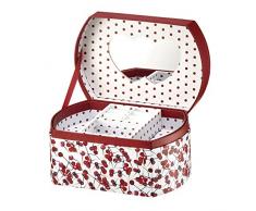 AMBITION Schmuckkasten Damen Holly Vogelbeere 16,5 x 11 x 8,5 cm Schmuckkästchen Schmuckkoffer Aufbewahrungsbox mit Fächern Spiegel Geschenk Box schick stilvoll, weiß-rot
