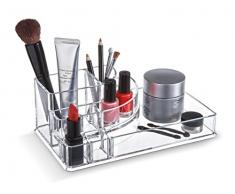 Domopak ® Acryl Make-up Organiser, Kosmetik- und Schmuckschatulle im Set – 4 Fächer und 4 Lippenstiftfächer.