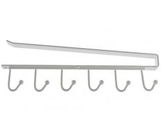 Home-X Utensilienlöffel-Tassenhalter, Unterschrank-Aufhänger, Keine Hardware erforderlich, Garderobenständer, Huthaken, Schrank-Hängehaken, 6 Haken, Weiß