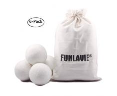 FUNLAVIE Wolle, Trocknerbälle für Wäschetrockner, 6 Stück