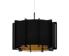 EGLO Pendelleuchte Pineta, 1 flammige Hängelampe Modern, Hängeleuchte aus Stahl, Holz und Textil in schwarz, gold, Esstischlampe, Wohnzimmerlampe hängend mit E27 Fassung, Ø 43 cm