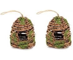 Vogelhäuser zum Aufhängen, Moosbedeckt, 6,3 x 8,3 cm, für Feengärten, Außendekoration und mehr, 2 Stück Home Decor Accents Deko-Set, 2 Stück