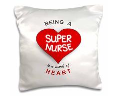3dRose PC 183879 _ 1 Being A Super Krankenschwester ist Ein Werk der Herz rot Tätigkeit Zitat Pflege Geschenk Kissen Fall, 40,6 x 40,6 cm