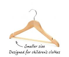 Shopfitting Warehouse 31 cm Baby Kleinkind Kinder Garment Coat Kleiderbügel, naturfarben, 100 Stück Holz
