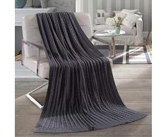 AGOOL Überwurf, Zopfmuster, Baumwolle, weich, bequem, maschinenwaschbar, Dekoration für alle Jahreszeiten, geeignet für Couch Sofa, Bett, Stuhl grau