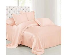ElleSilk Silk Bettbezug, 22 Momme Mulberry Seide, Maschinenwäsche, hautsympathisch, Seide, Peach pink, California King (108x96)