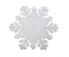 Wintop Runde Vinyl Platzdeckchen 6er Set Exquisite Funktionsmatte für Esstisch Durable Anti-Rutsch 15×17 Schneeflocke B Silber
