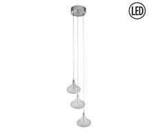 Britalia SIR1002LED Sironi Hängeleuchte Chrom poliert & klare Glas-Innenperlen Modern Cluster Pendelleuchte, 3 x LED G4 Lampen inklusive, 3 W, Chrom