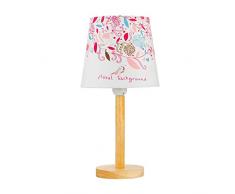 Pauleen Cute Flower 48045 Tischleuchte max. 20W Tischlampe für E27 Lampen Kinderzimmerlampe Blumen Pink Rosa Stoff/Holz ohne Leuchtmittel, Metall