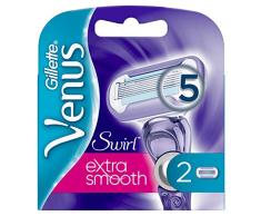 Gillette Venus Swirl Extra Smooth Damenrasierer, 2 Nachfüllpackungen, mit 5 Klingen DLC beschichtet