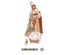 Star Cutouts Ltd Lebensgroßer Pappaufsteller mit Mini-Ausschnitt der Weihnachtskrippe, Pappe, Mehrfarbig, 183 x 88 x 183 cm