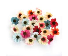 Seidenblumen in Großhandel Kunstblumen Köpfe Künstliche Gänseblümchen Kopf für Hochzeit Zuhause Dekoration DIY Corsage Kranz Herbst Lebendige Kunstblumen 100 Stück 4 cm bunt