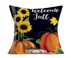 Smilyard Kürbis mit Sonnenblume, Überwurf, Kissenbezug, Tier, Hase, Apfel, dekorativer Überwurf, Kissenbezug, Ölgemälde, Herbstdekoration, 45,7 x 45,7 cm, für Couch/Bett, Stuhl 18 X 18 Bt 07