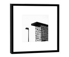 COGNOSCO Fotografie im Holzrahmen: Colorium Medienhafen Fotodruck-Format 27 x 27 cm-Rahmenfarbe schwarz-Hochwertiges Wandbild, Geschenkidee oder Souvenir aus Düsseldorf, Holz, Weiß, Rahmen