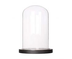 Artlass Glasglocke mit schwarzem Holzsockel, 15,2 x 25,4 cm