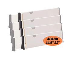 Diomell Verstellbare Kommode Schubladenteiler Organizer, Kunststoff erweiterbare Schubladentrenner für Küche, Schlafzimmer, Schrank, Bad und Büro Schubladen X-Large(14.8-21.1) 4 x XL.