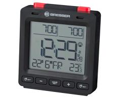 Bresser Funkwecker Mytime Easy II mit Zwei einstellbaren Weckzeiten mit Schlummerfunktion, Datums- und Wochentagsanzeige und Innenraumthermometer, schwarz