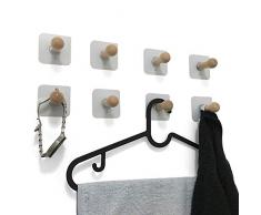 VTurboWay 8 Stück Selbstklebende Wandhaken, ohne Bohren, Holzhaken, Aufbewahrung, Wandmontage, Kleiderhaken, Kleiderhaken, Kleiderschrank, Handtuch, Schlüssel, Bademantelhaken