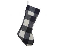 Gireshome Buffalo Check Schwarz und Weiß Plaid Körper, Gleichen Plaid Manschette Weihnachtsstrumpf Xmas Tree Decor 25,4 x 45,7 cm