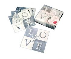 Unbekannt Fashion Craft 3928 Love Glasuntersetzer, Weiß