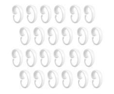 mDesign Moderner ovaler Kunststoff Duschvorhangeinsatz, C-Haken, einfaches Gleiten, Hängen über die Duschstange, 24 Stück, Weiß