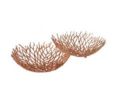 Benjara Dekoschalen mit Zweigen, Metall, goldfarben, 2 Stück