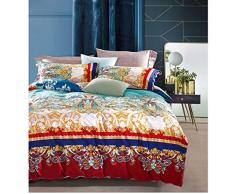 Bohemian Bettbezug gestreift Ethnic Boho Wendebettwäsche Paisley Muster Baumwolle 3-teilig bunt modern Hippie Stil Marokkanisch Queen Golden Treasures