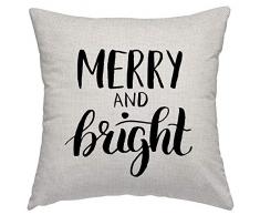 SSOIU Kissenhülle für Sofakissen mit Aufschrift „Be Merry Christmas“, 45,7 x 45,7 cm, Baumwolle/Leinen 18 x 18 Inches Ssp-005