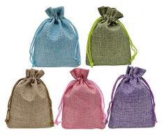 Sanrich 20 Stück Leinenbeutel mit Kordelzug für Geschenktüten, Hochzeit, Party, Schmuck, Geschenkbeutel, Geschenkbeutel Mehrfarbig