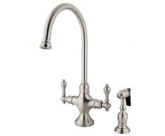Elements of Design es1768albs Vintage Spültischmischbatterie Küche Wasserhahn mit Messing Sprayer, 7-7/20,3 cm Satin Nickel