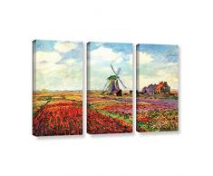 Artwall Kunstdruck auf Leinwand Windmühle 3-teilig 61 Leinwand Kunst von Claude Monet 18x42