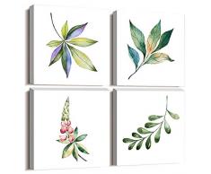 Wand Kunst für Schlafzimmer Einfache Leben schwarz und weiß rose Blumen rot Leinwand Art Decor 30,5 x 30,5 cm 3 Stück auf gerahmter Leinwand Prints Watercolor Giclée-mit Bordüre Schwarz Fertig zum Aufhängen für Home Dekoration