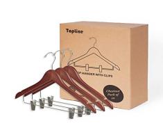 Topline Kleiderbügel aus Holz, mit Clips, 10 Stück kastanienbraun
