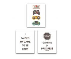 Lustiges Spiel Kunstdruck inspirierende Wörter Zitat Poster Set von 4 25,4 x 20,3 cm Leinwandbildern für Kinderzimmer, Jungen, Schlafzimmer, Spielzimmer, Heimdekoration, kein Rahmen. 8 x 10 Inch Gaming Quotes 3