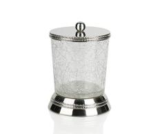 nu steel REG1H Regal Collection Qtip-Halter, Badezimmer-Organizer, Behälter, Apothekerdose für Wattestäbchen, runde Bälle, Metall mit Craquelé-Glas-Finish