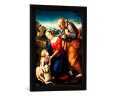 Gerahmtes Bild von Raffael Die Heilige Familie mit dem Lamm, Kunstdruck im hochwertigen handgefertigten Bilder-Rahmen, 40x60 cm, Schwarz matt