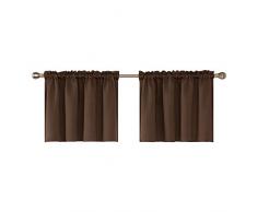 m-deconovo Solid strukturiert geprägt Rod Pocket Blackout Querbehang Vorhänge, Polyester-Mischgewebe, Brown-2pcs, 42x18 Inch