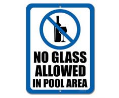 Honey Dew Gifts Pool-Schilder, kein Glas erlaubt im Pool Bereich, 22,9 x 30,5 cm, mit Zubehör