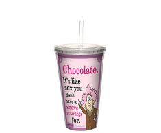 Baumfreie Grüße Aunty Acid Sex Schokolade doppelwandige Cool Tasse mit wiederverwendbarer Strohhalm, Acryl, Mehrfarbig, 473 ml